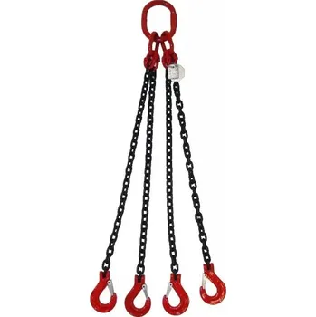 Čtyřpramenný řetězový závěs 1,5m 10mm GK8 černý 6700kg Německo