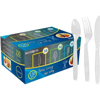 Příbor 150ks opakovaně použitelné plastové příbory bez BPA LFGB průhledné