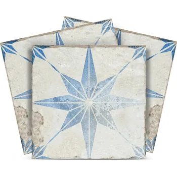 Samolepící dekorace Modré Vintage Samolepky na Dlaždice Hvězdy 24ks Odnímatelné