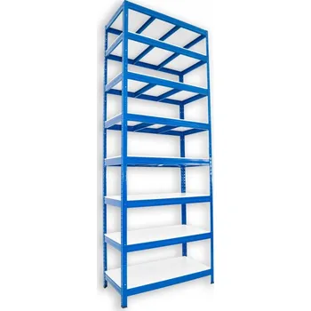 Dílenský regál Kovový regál do sklepa Biedrax 35 x 120 x 210 cm, modrý - 8 polic bílé lamino 12mm