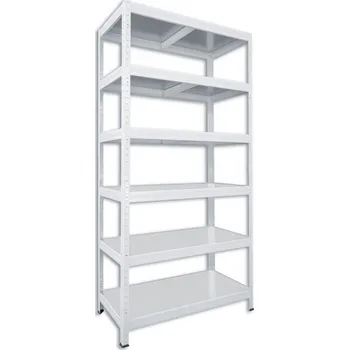 Dílenský regál Kovový regál do technické místnosti Biedrax 35 x 75 x 180 cm, bílý - 6 polic pozink