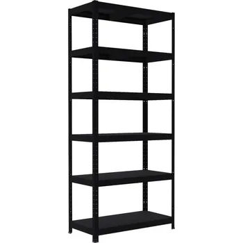Dílenský regál Kovový regál do technické místnosti Biedrax 40 x 100 x 180 cm, černý - 6 polic kovových
