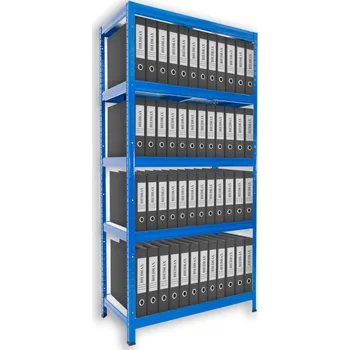 Prodejní regál Regál na šanony Biedrax 60 x 90 x 180 cm, modrý - 5 polic bílé lamino 12mm