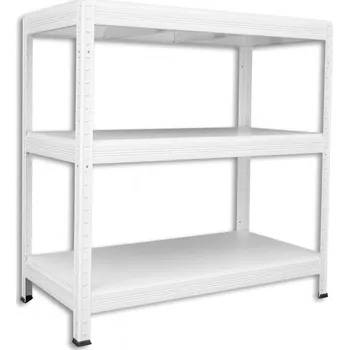 Dílenský regál Kovový regál do dílny Biedrax 50 x 120 x 120 cm, bílý - 3 police bílé lamino 12mm