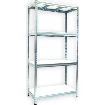 Dílenský regál Kovový regál do technické místnosti Biedrax 35 x 120 x 180 cm, pozinkovaný - 4 police bílé lamino 12mm
