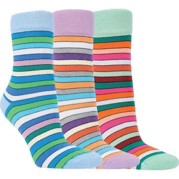 Dámské ponožky RS dámské bambusové pruhované elastické ponožky s jemným svěrem /12054, 12021 Velikost: 35-38, Barva: Tyrkys