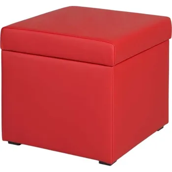 Taburet Taburet ekokůže s úložným prostorem červený KOSTKA