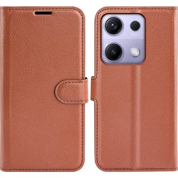 Pouzdro na mobilní telefon Litchi knížkové pouzdro na Xiaomi Redmi Note 14S - hnědé