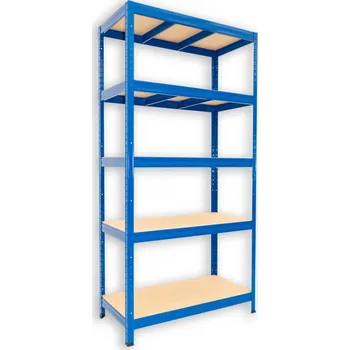 Dílenský regál Kovový regál do garáže Biedrax 45 x 90 x 180 cm, modrý - 5 polic MDF, 300 kg