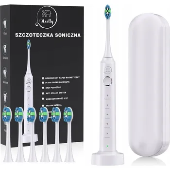 Elektrický zubní kartáček Sonický kartáček Heelly akumulátorový s 6 hlavicemi bílý