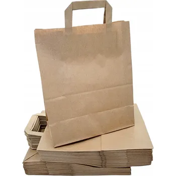 Obraz Papírová taška HURTOPAK.PL šedá, s plochým dnem, 29x17x33 cm, 100 ks