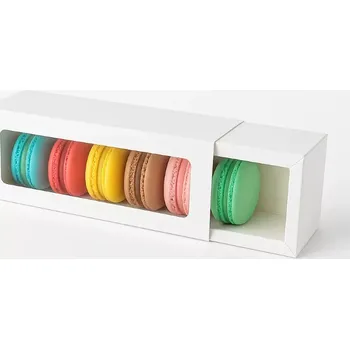 Krabička na makronky bílá s průhledným okénkem na 6 ks 20,8x7,3x5,5cm