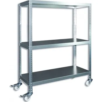 Dílenský regál Biedrax Pojízdný regál s kolečky Biedrax, pozinkovaný - 40 x 150 x 110 cm, 3 police