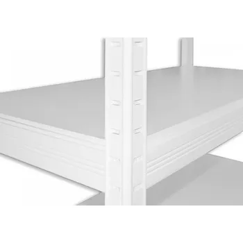 Dílenský regál Kovový regál bezšroubový Biedrax 45 x 90 x 210 cm, bílý - 8 polic bílé lamino 12mm, 300 kg