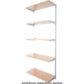 regál Biedrax Nástěnný regál přídavný 25 x 80 x 200 cm, stříbrný - 5 polic buk