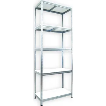 Dílna Kovový regál do technické místnosti Biedrax 60 x 60 x 240 cm, pozinkovaný - 5 polic bílé lamino 12mm