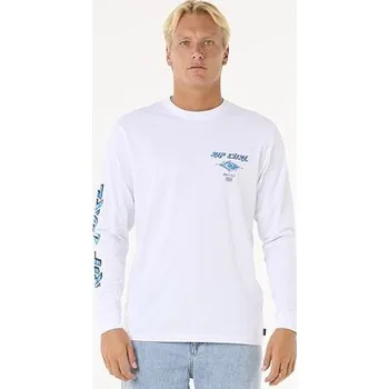 Pánské tričko Tričko Rip Curl FADE OUT ICON L/S TEE White velikost XXL