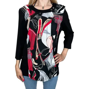 Dámská halenka Rose Dámská černá halenka s dlouhým rukávem SOTU Barva: Černá, Velikost: XL