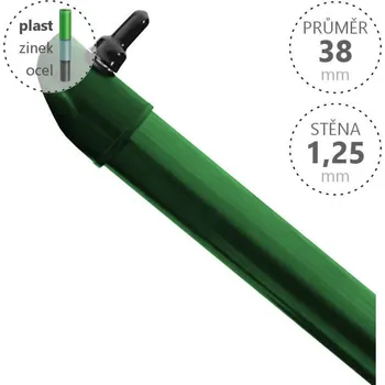 Plotová vzpěra Vzpěra na plot DAMIPLAST poplastovaná, průměr 38x1,25x2200 Z