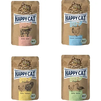 Krmivo pro kočku 4x85g Míchané balení Happy Cat Bio Pouch - mix (4 druhy)