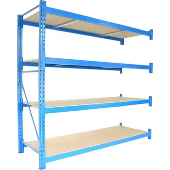 Dílenský regál Profesionální regál Biedrax přídavný 60 x 100 x 400 cm, 4 police - nosnost 350 kg/police, modrý