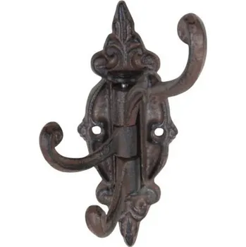 Věšák Otočný hák na dveře se 3 litinovými háčky hnědý