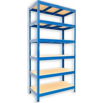 Dílenský regál Kovový regál policový Biedrax 45 x 120 x 180 cm, modrý - 6 polic MDF