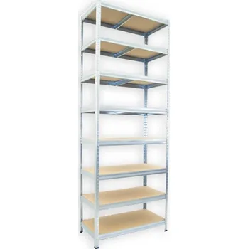 Dílenský regál Kovový regál do technické místnosti Biedrax 45 x 60 x 210 cm, pozinkovaný - 8 polic MDF