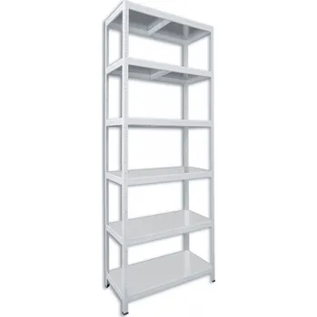 regál Kovový regál do domácnosti Biedrax 35 x 75 x 210 cm, bílý - 6 polic pozink