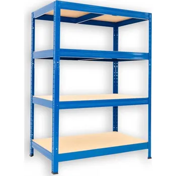 Dílenský regál Kovový regál do sklepa Biedrax 50 x 60 x 90 cm, modrý - 4 police MDF