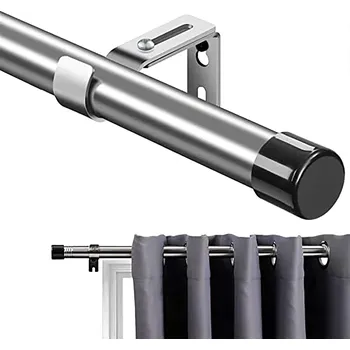 Garnýž Záclonová tyč nerezová 76-238cm nastavitelná stříbrná