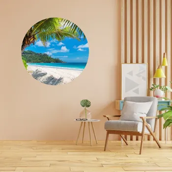 Samolepící dekorace Textilní kruhová samolepka na zeď "Tropický ráj" 100cm