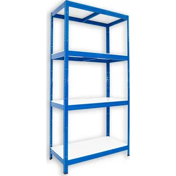 Dílenský regál Kovový regál do technické místnosti Biedrax 35 x 90 x 180 cm, modrý - 4 police bílé lamino 12mm