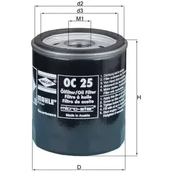 Olejový filtr MAHLE Olejový filtr MAO OC 25