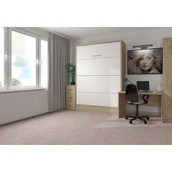 Postel Nabytekmorava Sklápěcí postel VS 21054, 200 x 180 cm barva lamina: dub sonoma světlý / bílé dveře