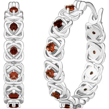 Náušnice Stříbrné náušnice kruhy Elsie s přírodními granáty JJJ1856EGA