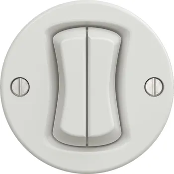 vypínač Kliklap - Retro dvojitý schodišťový vypínač bez rámečku č. 6+6 bílá KA0004