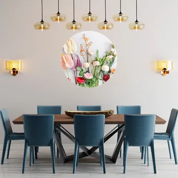 Samolepící dekorace Textilní kruhová samolepka na zeď "Luční květiny" 100cm