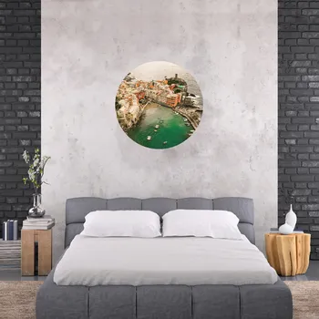 Samolepící dekorace Textilní kruhová samolepka na zeď "Cinque Terre - Italy" 60cm