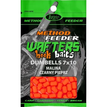 Boilies LORPIO WAFTERS DUMBELLS 7x10 MALINA CZARNY PEPŘ