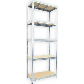 Dílenský regál Kovový regál bezšroubový Biedrax 35 x 75 x 240 cm, pozinkovaný - 5 polic MDF, 300 kg