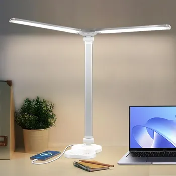 Stojací lampa LQWELL LED lampa na psací stůl dvojitá stmívatelná USB nabíjení