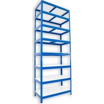 Dílenský regál Kovový regál do sklepa Biedrax 60 x 75 x 240 cm, modrý - 8 polic bílé lamino 12mm