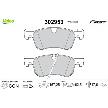 Brzdová destička Sada brzdových destiček, kotoučová brzda VALEO 302953
