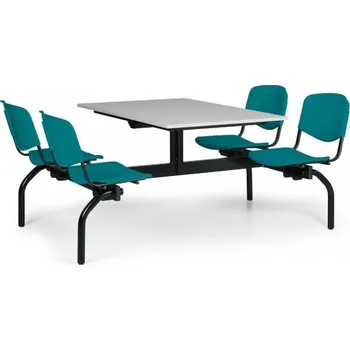 Jídelní stůl Stoly do školní jídelny Biedrax JS3843s - zelená plastová sedadla, deska šedá