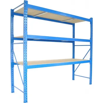 Dílenský regál Profesionální regál Biedrax základní 80 x 120 x 400 cm, 3 police - nosnost 350 kg/police, modrý