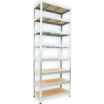 Dílenský regál Kovový regál do technické místnosti Biedrax 35 x 120 x 270 cm, pozinkovaný - 8 polic MDF
