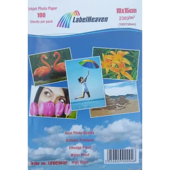 Fotopapír Fotopapír 10x15cm, 230g, m2, 100 listů, lesklý, jedn. tisk, Profi LabelHeaven (Fotografický papír 100x150mm LabelHeaven230g, balení 100listů, lesklý, 1 seitig, Profi kvalita)