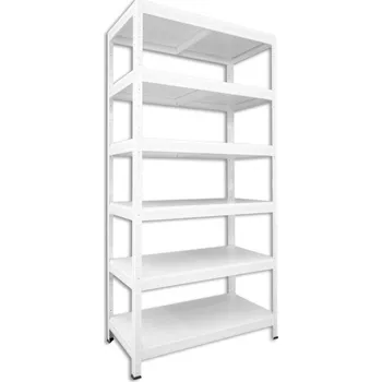 regál Kovový regál do domácnosti Biedrax 50 x 75 x 180 cm, bílý - 6 polic bílé lamino 12mm