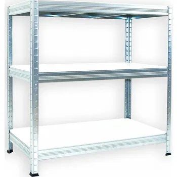 Dílenský regál Kovový regál do garáže Biedrax 60 x 90 x 90 cm, pozinkovaný - 3 police bílé lamino 12mm, 300 kg